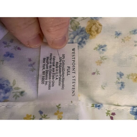 Westpoint Stevens Full Floral Bed Flat Sheet White Blue Yellow Cotton Polyester - Picture 4 of 4
